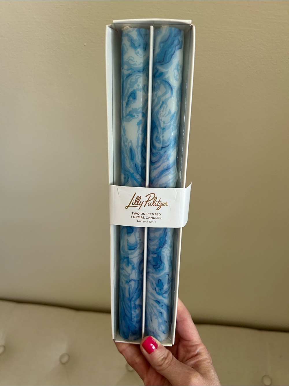 Lilly Pulitzer Blue Marble Taper Candles - Set of 2